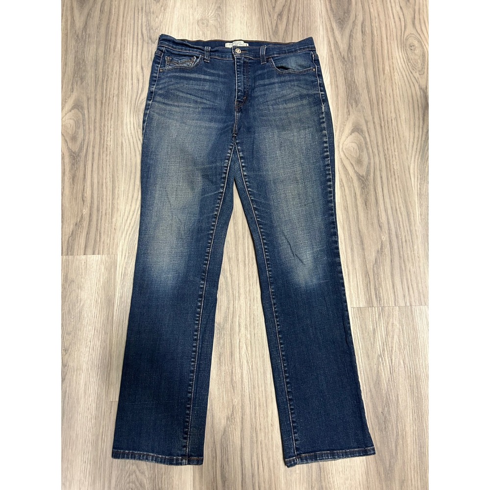 Levis Womens 505 Straight‎ Leg Jeans Cotton Blend 12M Medium Blue Wash Denim